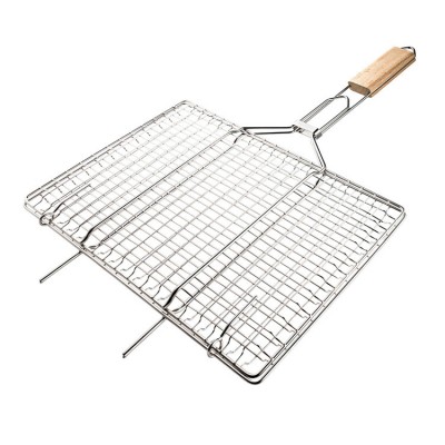 Wooden Handle Portable Stainless Steel Roasting BBQ Grilling Basket