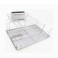 Kitchen Cabinet Stainless steel 2 Tier Foldable Plate Bowl Dish Rack