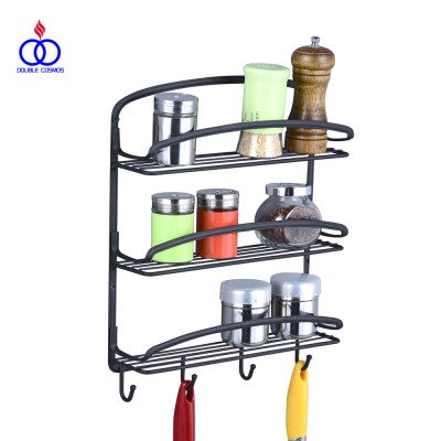 Kitchen Organizer Wall Mount Black Metal Spice Rack