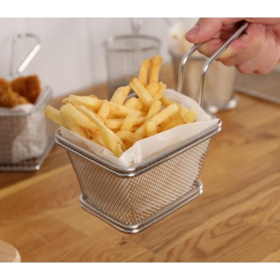 Mini Metal Stainless Steel Wire Mesh French Fries Fry Serving Basket Fry Basket